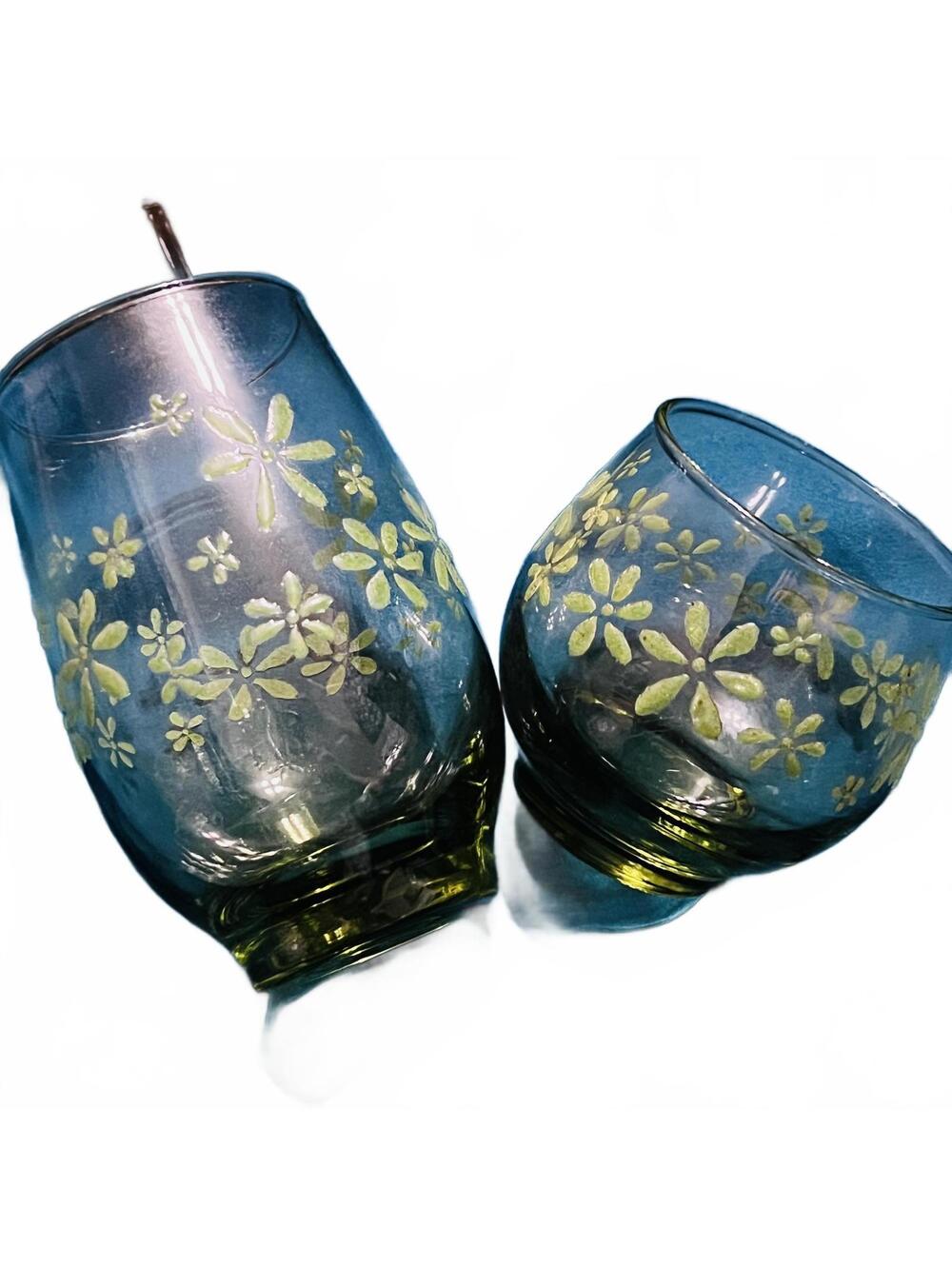 Floral Etched Glass Tumblers - Set of 12
